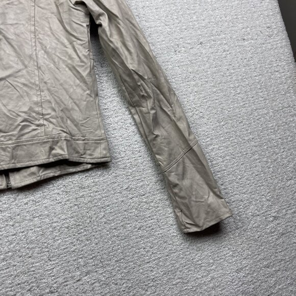 Costa Blanca Vegan Leather off-White Retro Biker Jacket Military Tech Women Sz M - Picture 13 of 13
